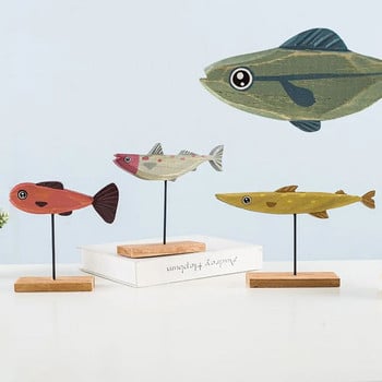 Αξιολάτρευτο πολύχρωμο μοτίβο ψαριών Διακόσμηση σπιτιού Ψάρια Γλυπτό Ξύλινο Στολίδι τραπεζιού αγάλματος ψαριού