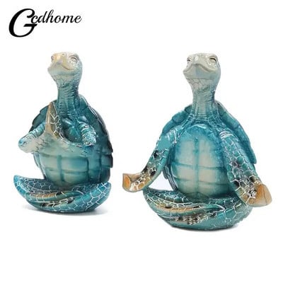 Tengeri teknős figura meditáló teknős szobor Zen jóga teknős miniatűr szobor Tengeri teknős gyanta dísz Otthoni kert dekoráció