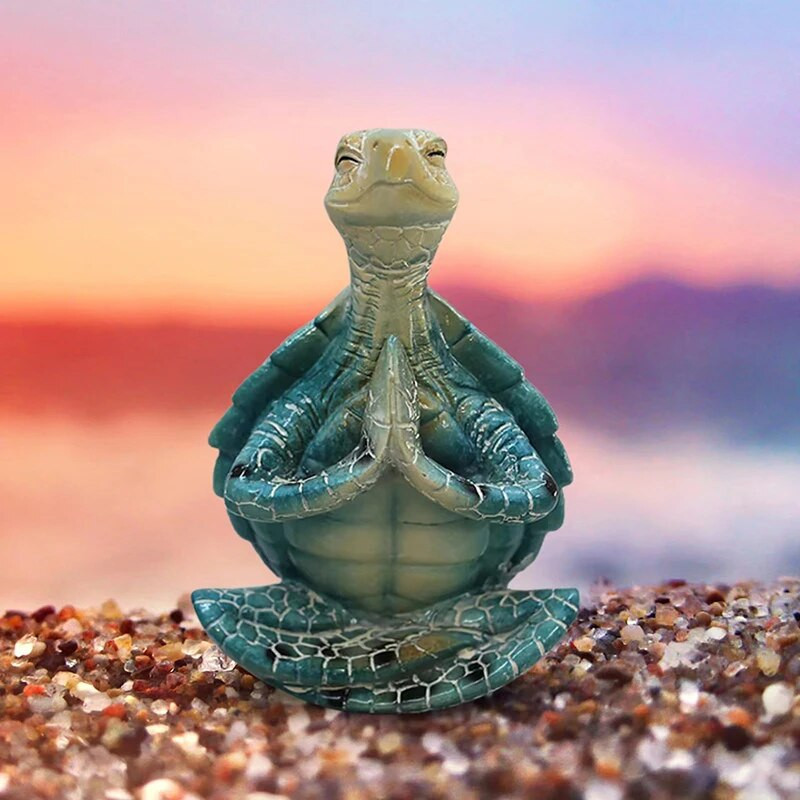 Tengeri teknős figura meditáló teknős szobor Zen jóga teknős miniatűr szobor Tengeri teknős gyanta dísz Otthoni kert dekoráció