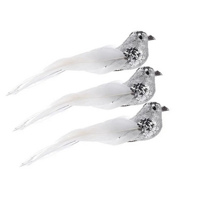 3gab Ziemassvētku simulācijas putni mirdzoši spalvu putnu figūriņas Ziemassvētku koka dekorēšanas klipsis spalvu putnu rotājumi mājas aksesuāri