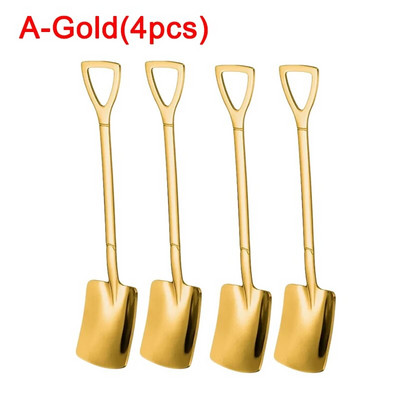 4/1 gab. Nerūsējošā tērauda kafijas karotes lāpstiņas formas deserts saldējuma karote augļu karote maisīšanas karote mājas virtuves restorānam