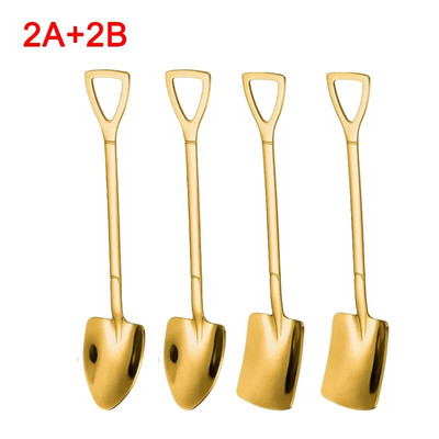 4/1 gab. Nerūsējošā tērauda kafijas karotes lāpstiņas formas deserts saldējuma karote augļu karote maisīšanas karote mājas virtuves restorānam