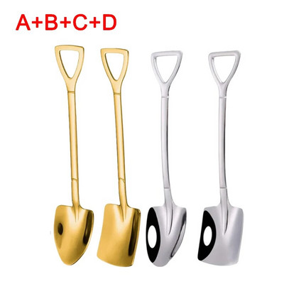 4/1 gab. Nerūsējošā tērauda kafijas karotes lāpstiņas formas deserts saldējuma karote augļu karote maisīšanas karote mājas virtuves restorānam