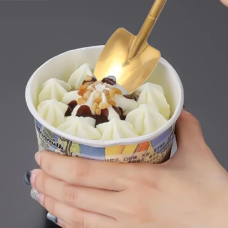 4/1 gab. Nerūsējošā tērauda kafijas karotes lāpstiņas formas deserts saldējuma karote augļu karote maisīšanas karote mājas virtuves restorānam