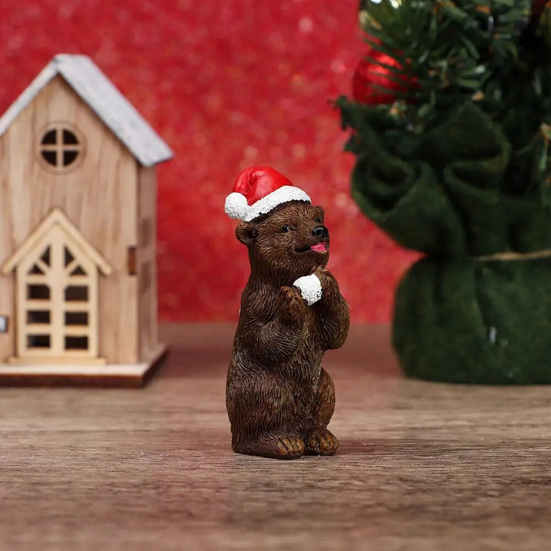 Mikro ainava sūnas terārijs pasaku dārza dekors Ziemassvētku miniatūras figūriņas Ziemassvētku eglīte Ziemassvētku vecītis sniegavīri Lācis