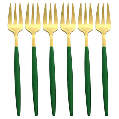 Nerūsējošā tērauda tējas dakšiņu komplekts 6 daļiņu augļu kūkas uzkodu deserta dakšiņas varavīksnes mazie salātu galda piederumi virtuves piederumi