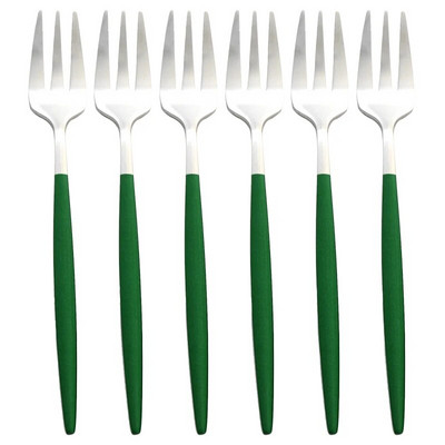 Nerūsējošā tērauda tējas dakšiņu komplekts 6 daļiņu augļu kūkas uzkodu deserta dakšiņas varavīksnes mazie salātu galda piederumi virtuves piederumi