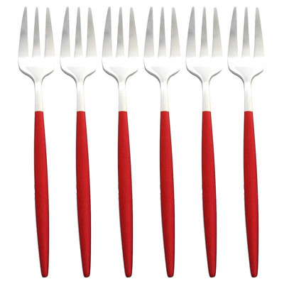 Nerūsējošā tērauda tējas dakšiņu komplekts 6 daļiņu augļu kūkas uzkodu deserta dakšiņas varavīksnes mazie salātu galda piederumi virtuves piederumi