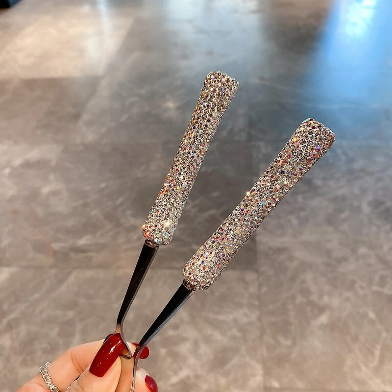 Dzirkstošais dimanta karotes un dakšiņu komplekts 304 Nerūsējošā tērauda dakšiņas Videi draudzīgs galda piederumu komplekts galda piederumu trauku komplekts trauki