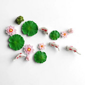 Žuvų miniatiūrų rinkinys Akvariumas Žuvų rezervuaro dekoravimas Pasakų sodas/ mikro samanos peizažas pasidaryk pats Terariumas Varlė Lotoso Lapas Goldfis