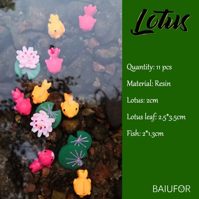 Žuvų miniatiūrų rinkinys Akvariumas Žuvų rezervuaro dekoravimas Pasakų sodas/ mikro samanos peizažas pasidaryk pats Terariumas Varlė Lotoso Lapas Goldfis