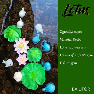 Žuvų miniatiūrų rinkinys Akvariumas Žuvų rezervuaro dekoravimas Pasakų sodas/ mikro samanos peizažas pasidaryk pats Terariumas Varlė Lotoso Lapas Goldfis