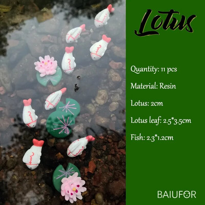 Žuvų miniatiūrų rinkinys Akvariumas Žuvų rezervuaro dekoravimas Pasakų sodas/ mikro samanos peizažas pasidaryk pats Terariumas Varlė Lotoso Lapas Goldfis