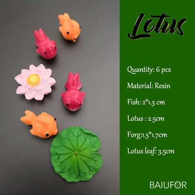 Žuvų miniatiūrų rinkinys Akvariumas Žuvų rezervuaro dekoravimas Pasakų sodas/ mikro samanos peizažas pasidaryk pats Terariumas Varlė Lotoso Lapas Goldfis