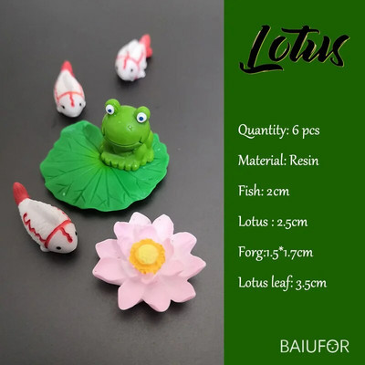 Žuvų miniatiūrų rinkinys Akvariumas Žuvų rezervuaro dekoravimas Pasakų sodas/ mikro samanos peizažas pasidaryk pats Terariumas Varlė Lotoso Lapas Goldfis