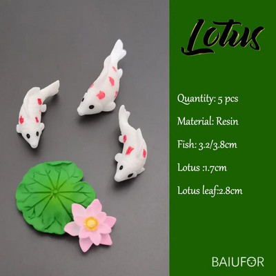 Žuvų miniatiūrų rinkinys Akvariumas Žuvų rezervuaro dekoravimas Pasakų sodas/ mikro samanos peizažas pasidaryk pats Terariumas Varlė Lotoso Lapas Goldfis