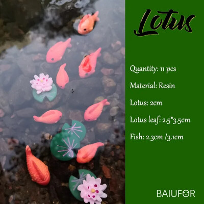 Žuvų miniatiūrų rinkinys Akvariumas Žuvų rezervuaro dekoravimas Pasakų sodas/ mikro samanos peizažas pasidaryk pats Terariumas Varlė Lotoso Lapas Goldfis