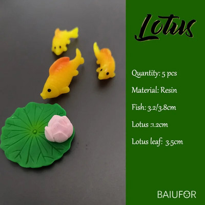 Žuvų miniatiūrų rinkinys Akvariumas Žuvų rezervuaro dekoravimas Pasakų sodas/ mikro samanos peizažas pasidaryk pats Terariumas Varlė Lotoso Lapas Goldfis