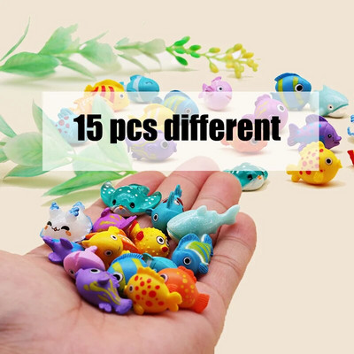 Žuvų miniatiūrų rinkinys Akvariumas Žuvų rezervuaro dekoravimas Pasakų sodas/ mikro samanos peizažas pasidaryk pats Terariumas Varlė Lotoso Lapas Goldfis