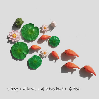 Žuvų miniatiūrų rinkinys Akvariumas Žuvų rezervuaro dekoravimas Pasakų sodas/ mikro samanos peizažas pasidaryk pats Terariumas Varlė Lotoso Lapas Goldfis