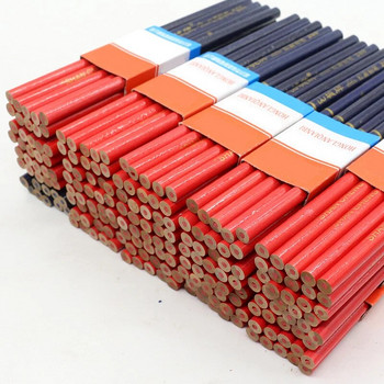 10 τμχ Simple HB Woodworking διπλής στρογγυλής μπάρα μολυβιού κόκκινο και μπλε μολύβι σήμανσης Στρογγυλό μηχανικό Ξύλινο στυλό στυλό Carpenter\'s