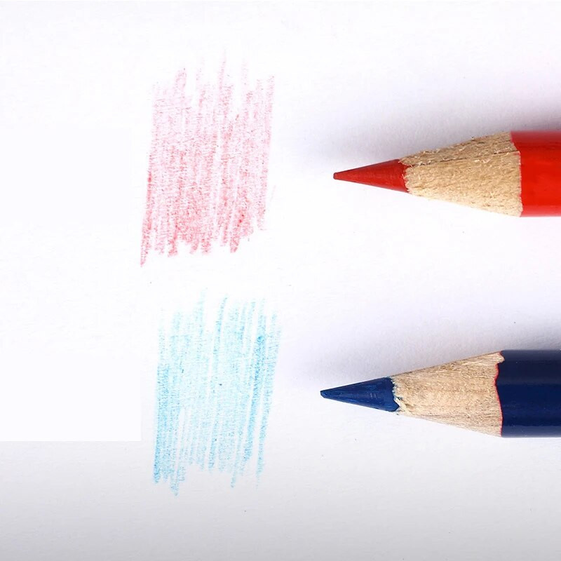 10 tk 2 in 1 Kahepealised puidust pliiatsid sinised ja punased HB paksu südamiku märgistamiseks mõeldud joonistustööriistad kunstiteoste maalimiseks kooli kirjatarbeks