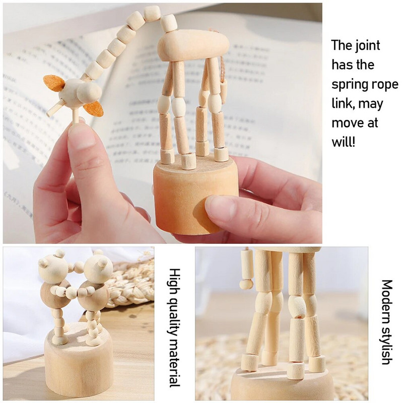 1Gb Koka dzīvnieku rotājumi Mini darbvirsma kustīga lelle fingurine Mājas dekorēšana Amatniecība Rotaļlietas Dāvanas Mājas Grāmatu Plaukts Jautri dekori