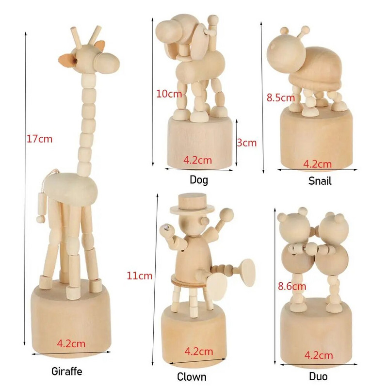 1Gb Koka dzīvnieku rotājumi Mini darbvirsma kustīga lelle fingurine Mājas dekorēšana Amatniecība Rotaļlietas Dāvanas Mājas Grāmatu Plaukts Jautri dekori
