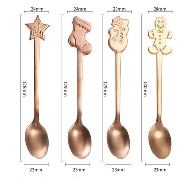 Ziemassvētku nerūsējošā tērauda deserta karotes un dakšiņu komplekts Radošs multfilmas lelles kafijas karotes dāvanu karotes augļu dakšiņa