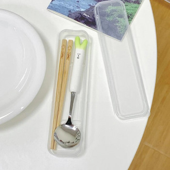 Γελοιογραφία Κρεμμύδι κουτάλι πιρούνι Chopsticks Σετ μαχαιροπήρουνα Φορητά μεσημεριανά επιτραπέζια σκεύη από ανοξείδωτο χάλυβα Ταξιδιωτικά σερβίτσια Αξεσουάρ κουζίνας