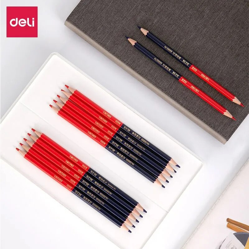 Deli Red Blue Pencil HB Dual Color Pencil for Kid's Adult Design Σχέδιο Industrial Engineering Marking Ξύλινο μολύβι χαρτικά