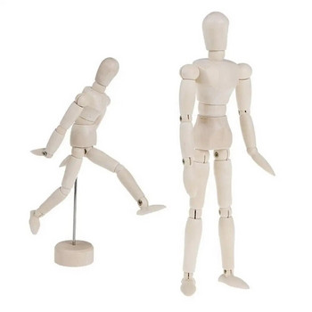 НОВ Артист Подвижни крайници Мъжка дървена играчка Фигура Модел Манекен Art Sketch Draw Action Toy Figures