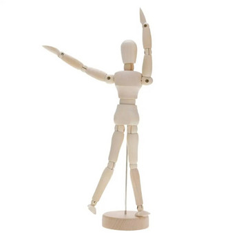 НОВ Артист Подвижни крайници Мъжка дървена играчка Фигура Модел Манекен Art Sketch Draw Action Toy Figures