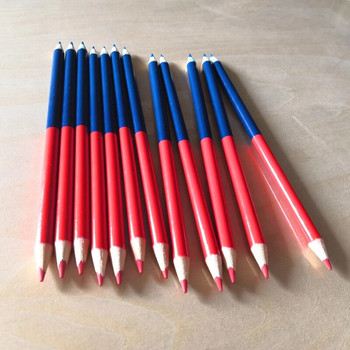 πολύχρωμα απεριόριστα μολύβι τέχνη 12 ξύλινα κόκκινα και μπλε μολύβια διπλής κεφαλής ξυλουργικής σήμανσης στυλό σχέδιο ζωγραφική έγχρωμη