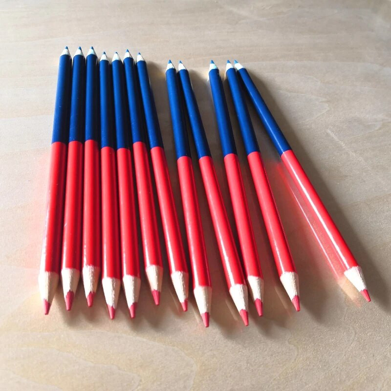 krāsains neierobežots zīmuļu māksla 12 koka sarkani un zili zīmuļi divgalvu galdniecības darbi marķieris pildspalva zīmējums glezna krāsa