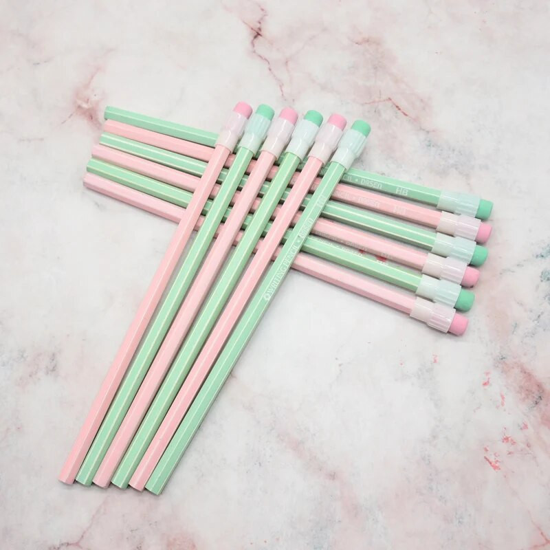 6 gab. Svaigs un vienkāršs HB koka zīmulis ar dzēšgumiju galvu mācību biroja rakstīšanas zīmulis atbilst Eiropas standartiem