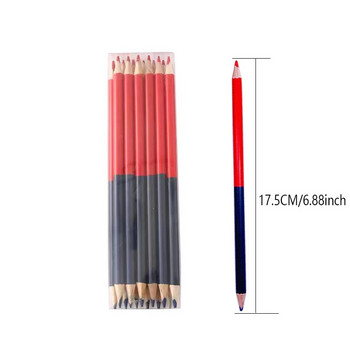4бр. Двукраен дървен молив със синьо и червено 3,0 мм мек олово Химикалка за маркиране на строителни работници Цветна живопис Офис канцеларски материали