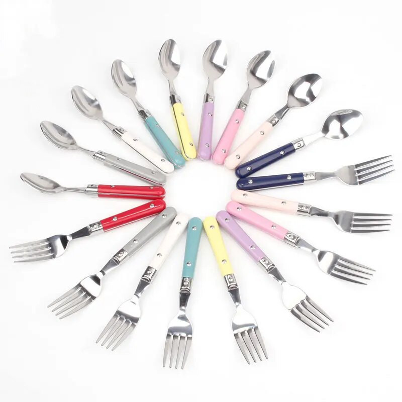 3vnt./rinkinys Nešiojami indų rinkinys vaikams Animacinių filmų vakarietiškų stalo įrankių rinkinys 304 nerūdijančio plieno peilis šakutė šaukštas vakarienės stalo reikmenys