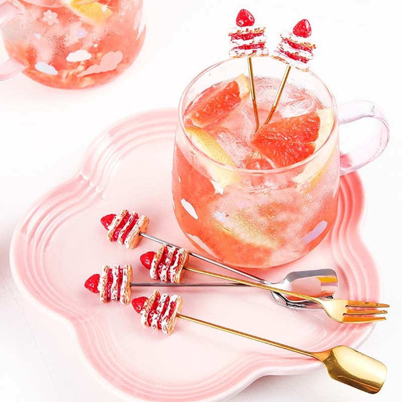 Χαριτωμένο κέικ από ανοξείδωτο ατσάλι χρυσό ασημένιο επιδόρπιο κουτάλι πιρούνι καφέ παγωτό καραμέλα μαχαιροπήρουνα κουζίνας Βρεφικά παιδικά σερβίτσια