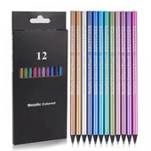 12 gab. Metāla krāsainie zīmuļi Profesija Zīmēšana Skicēšana Koka zīmuļi Studentiem Māksla Amatniecība Korejiešu kancelejas preces Biroja piederumi