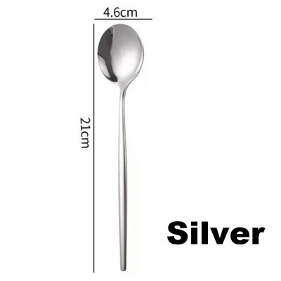 Spogulis Zelta sudraba Nerūsējošā tērauda trauki Galda piederumi Vakariņas Trauki Bērnu Dakšiņa Nazis Zupa Deserts Ledus Karote Dakša U26