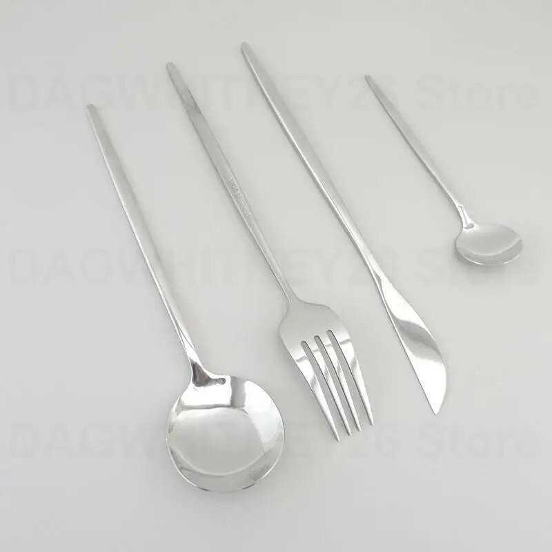 Spogulis Zelta sudraba Nerūsējošā tērauda trauki Galda piederumi Vakariņas Trauki Bērnu Dakšiņa Nazis Zupa Deserts Ledus Karote Dakša U26