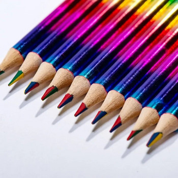 12 τμχ Rainbow Pencils Drawing Crayon Kawaii Παιδικό σετ μολυβιών χρωματιστό Ζωγραφική Graffiti Crayons Σχολική γραφική ύλη