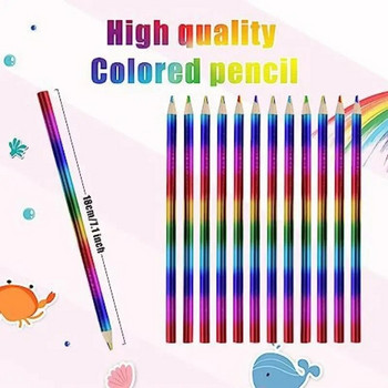 12 τμχ Rainbow Pencils Drawing Crayon Kawaii Παιδικό σετ μολυβιών χρωματιστό Ζωγραφική Graffiti Crayons Σχολική γραφική ύλη