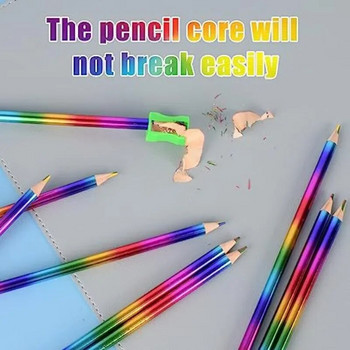 12 бр. Rainbow Pencils Пастели за рисуване Kawaii Детски комплект цветни моливи Рисуване Графити Пастели Училищни канцеларски материали