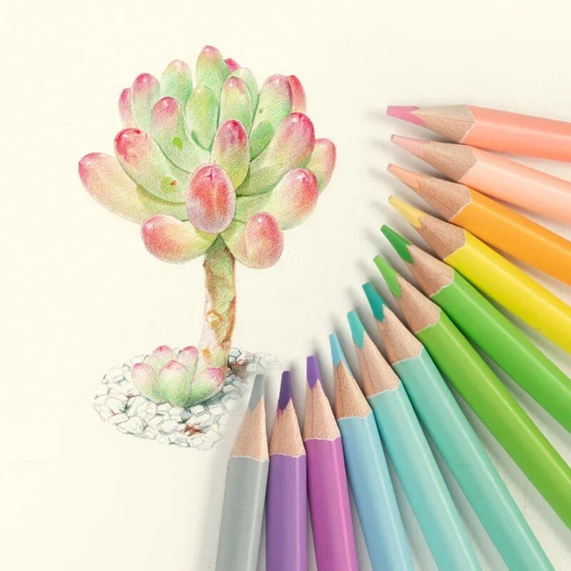 12 koka krāsaini zīmuļi ar asināmo Kawaii bērnu zīmējumi Netoksisks mākslas trīsstūra zīmuļu komplekts skolēnu skolas piederumiem