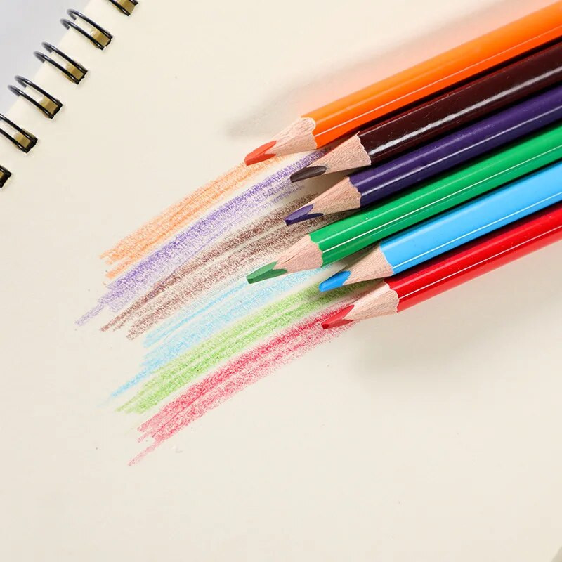 12 vnt. / rinkinys Dviejų spalvų galvutė Aliejiniai spalvoti pieštukai Piešimas Eskizas Menas Dažai Medinis pieštukas Komiksas Graffiti įrankis Trikampis 24 spalvų juosta