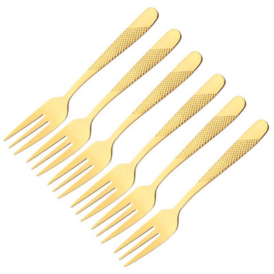 6 vnt. sidabrinių šakučių rinkinys arbatos pyrago užkandžių šakutės stalo reikmenys auksiniai nerūdijančio plieno stalo reikmenys desertinių vaisių šakučių stalo reikmenų rinkinys