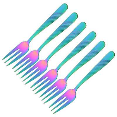 6 vnt. sidabrinių šakučių rinkinys arbatos pyrago užkandžių šakutės stalo reikmenys auksiniai nerūdijančio plieno stalo reikmenys desertinių vaisių šakučių stalo reikmenų rinkinys