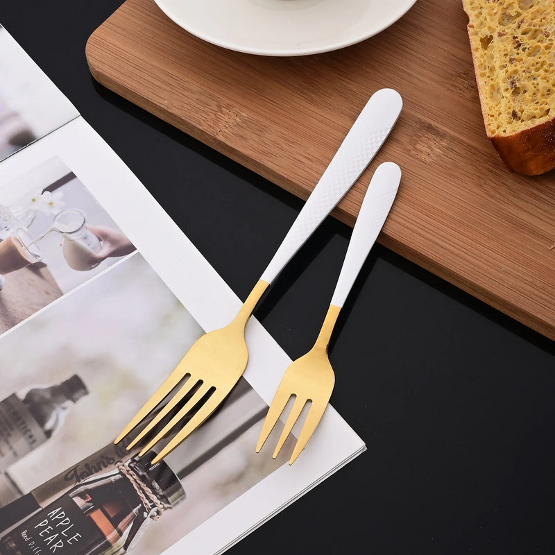 6 vnt. sidabrinių šakučių rinkinys arbatos pyrago užkandžių šakutės stalo reikmenys auksiniai nerūdijančio plieno stalo reikmenys desertinių vaisių šakučių stalo reikmenų rinkinys